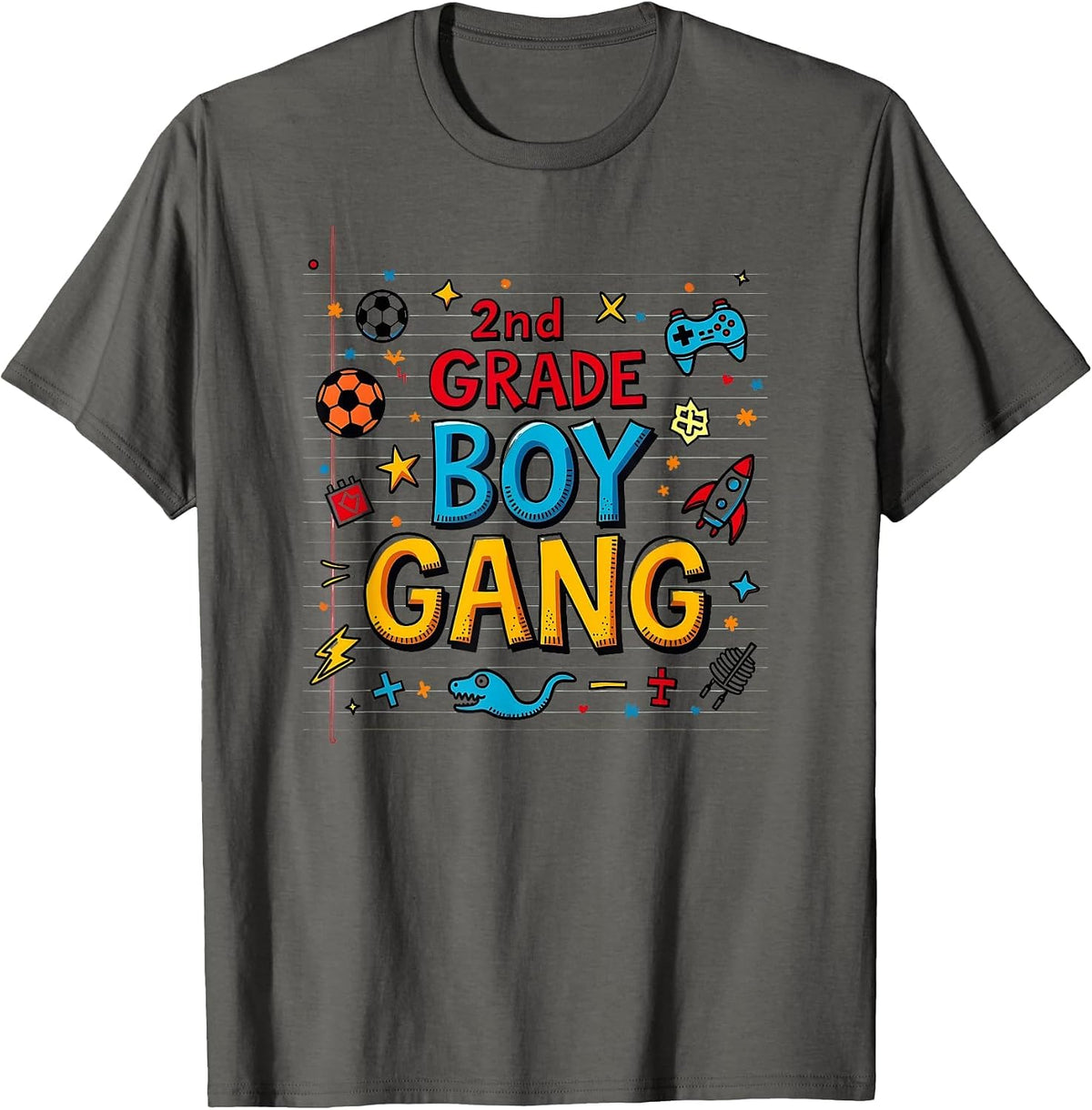 Mademark School & Back to School T-Shirt - Asphalt Grey-2nd Grade Boy Gang