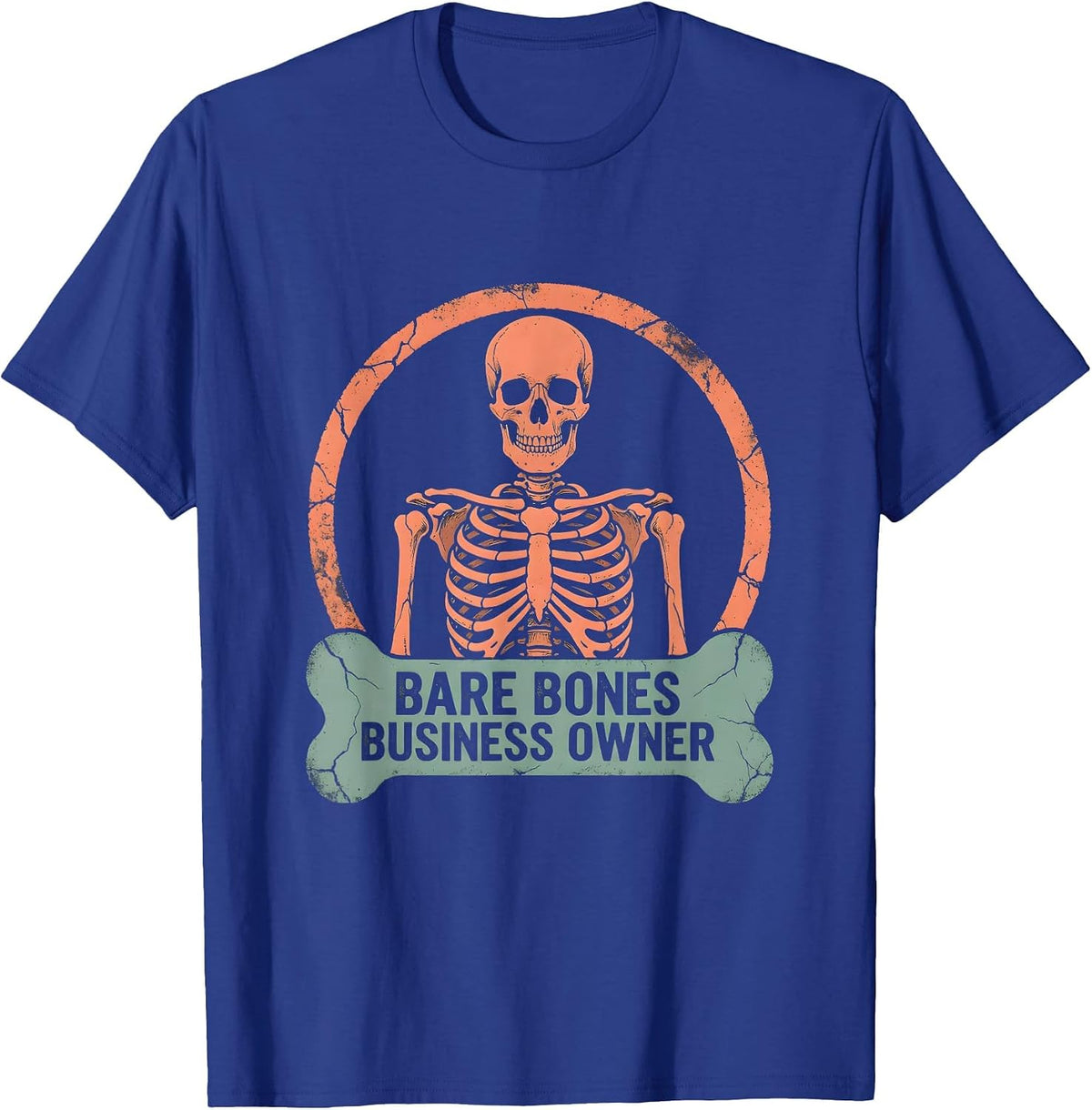 Bare Bones Business Owner Halloween Skeleton T-Shirt - Royal Blue