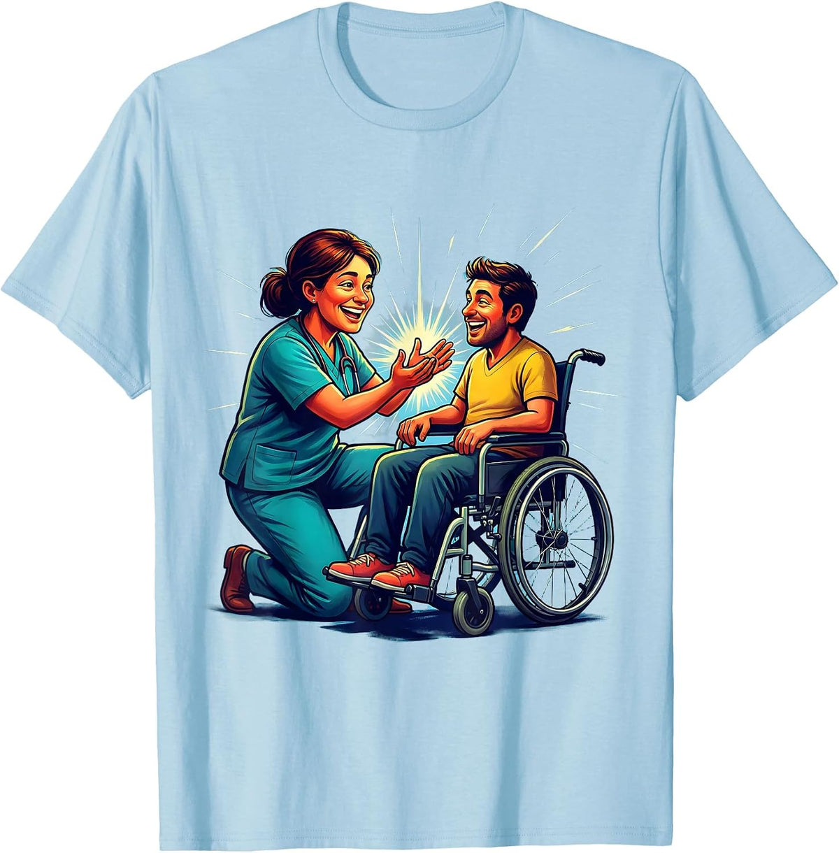 Men's Occupational Therapist Wheelchair Support Graphic T-Shirt - Baby Blue