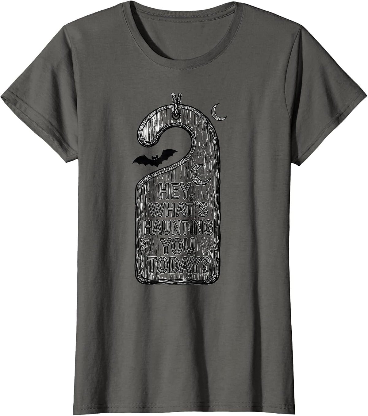 Women's Hey, What's Haunting You Today? Funny Halloween School T-Shirt - Asphalt Grey