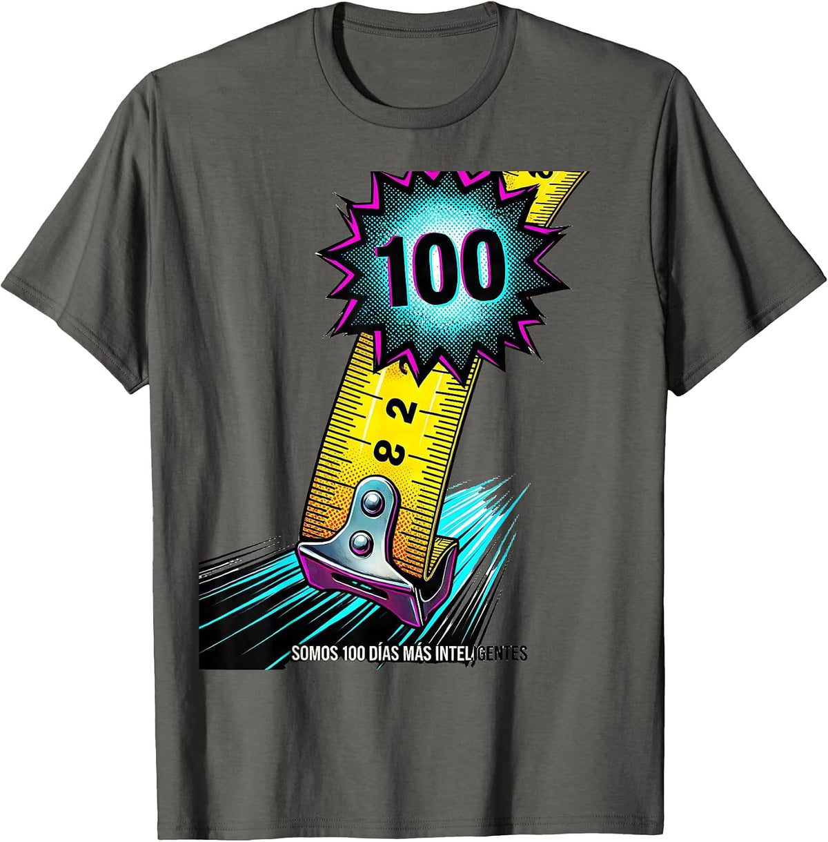 Men's Somos 100 Días Más Inteligentes Spanish Teacher Pop Art T-Shirt - Asphalt Grey