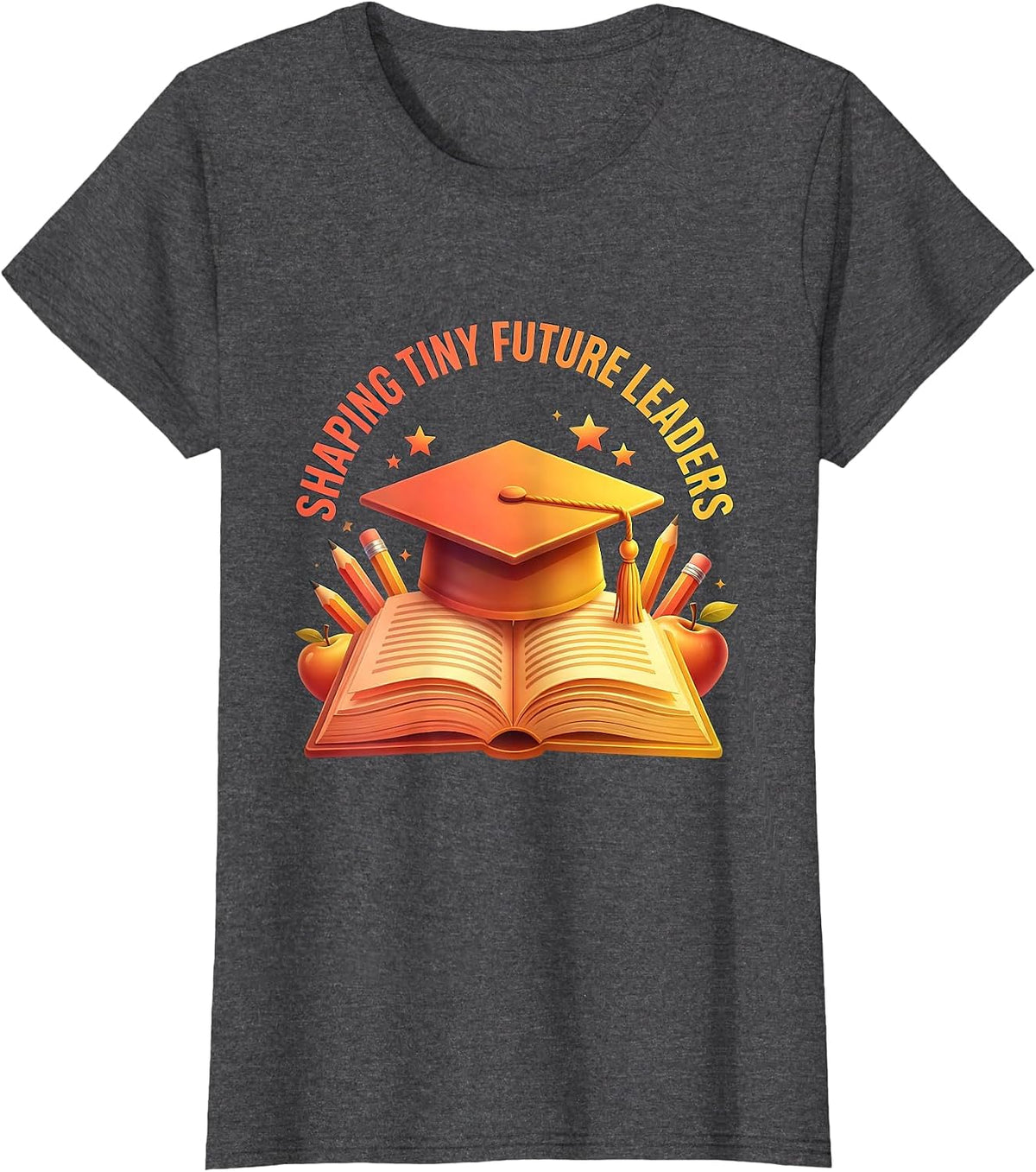 Women's Shaping Tiny Future Leaders 4th Grade Teacher T-Shirt - Dark Heather Grey