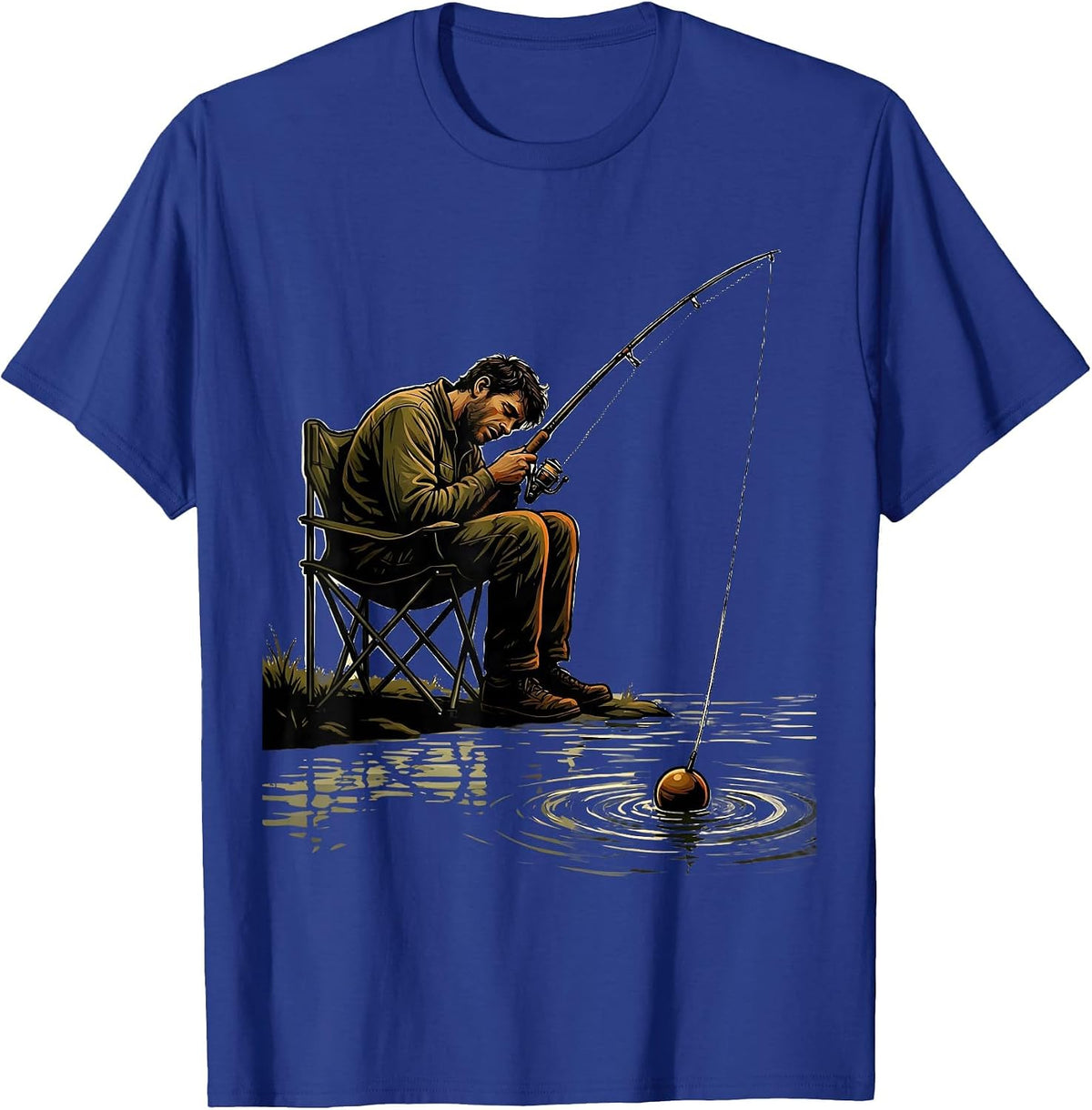 Men's Sleeping Angler Fishing Humor Funny Fisherman Gift T-Shirt - Royal Blue