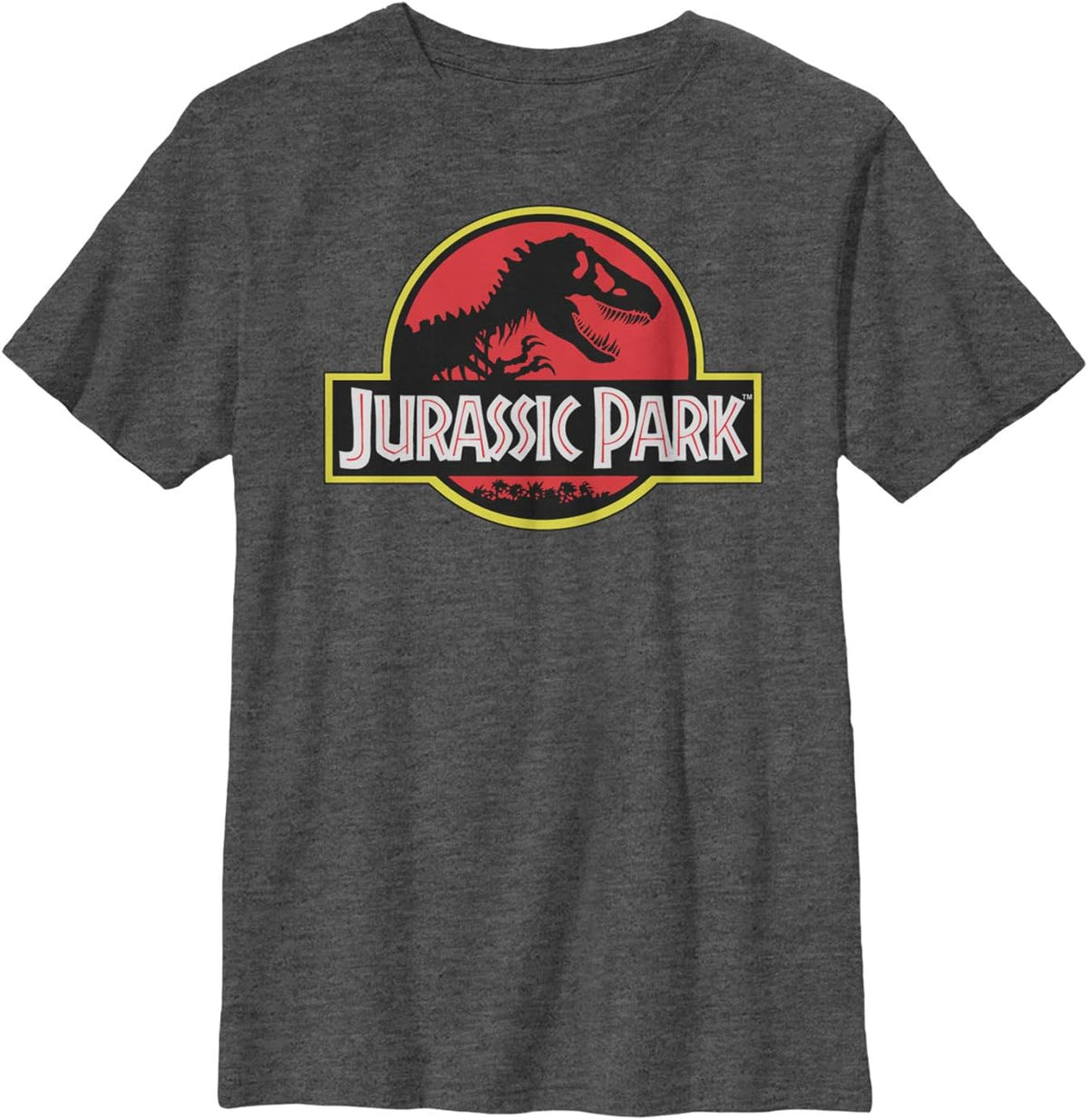 Jurassic Park Boy's Bold T Rex Logo T-Shirt - Charcoal Heather