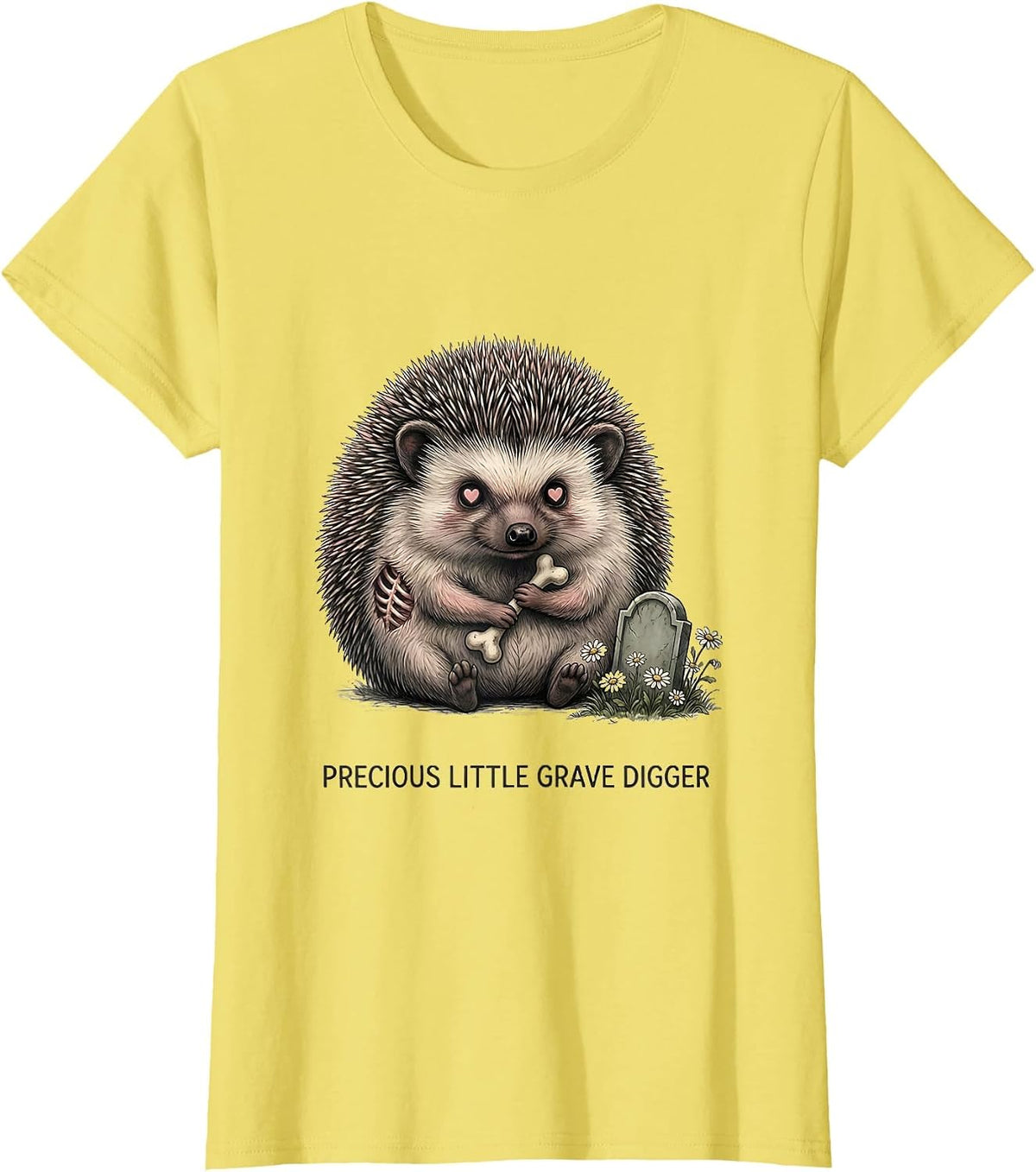 Precious Little Grave Digger Alt Goth Y2K Grunge T-Shirt - Lemon Yellow
