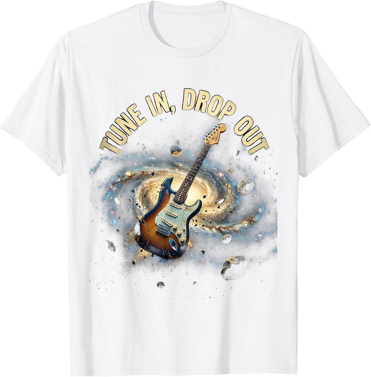 Men's Tune In Drop Out Grunge Counterculture Design T-Shirt - White