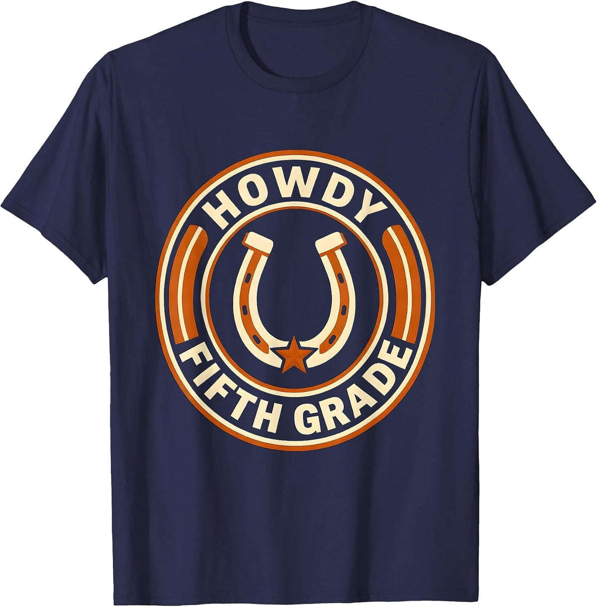 Men's Howdy Fifth Grade Western Cowgirl Teacher Back To School T-Shirt - Navy Blue