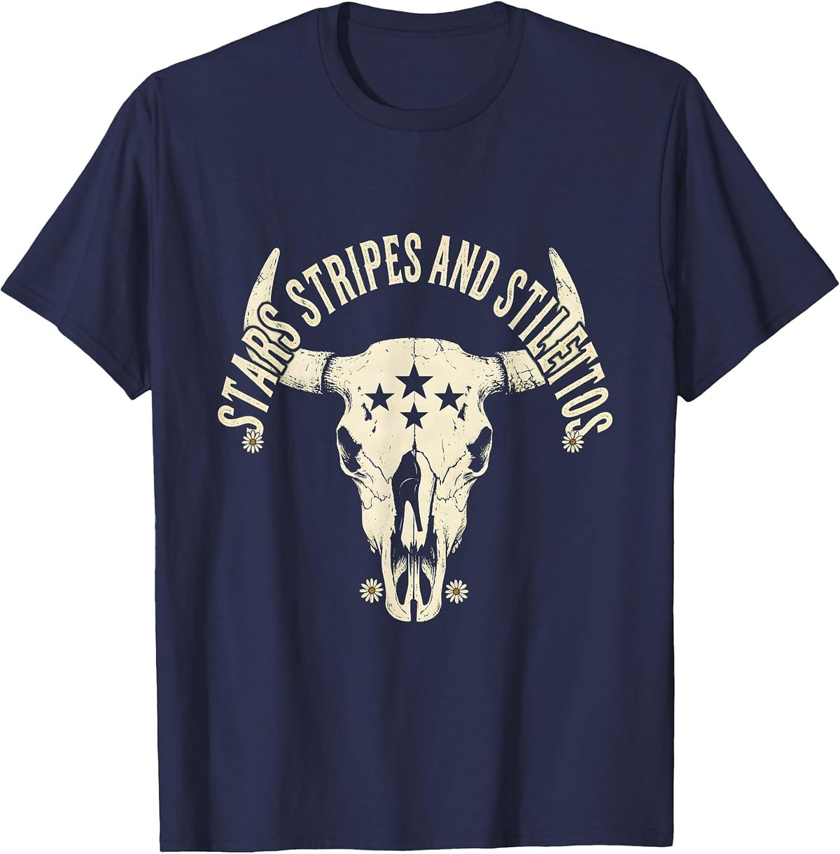 Men's Stars Stripes and Stilettos Patriotic Design T-Shirt - Navy Blue
