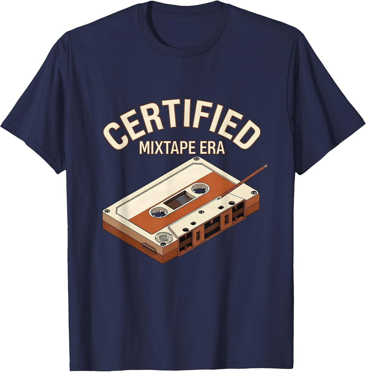 Certified Mixtape Era Retro Hip Hop Golden Era Lyric Quote T-Shirt - Navy Blue
