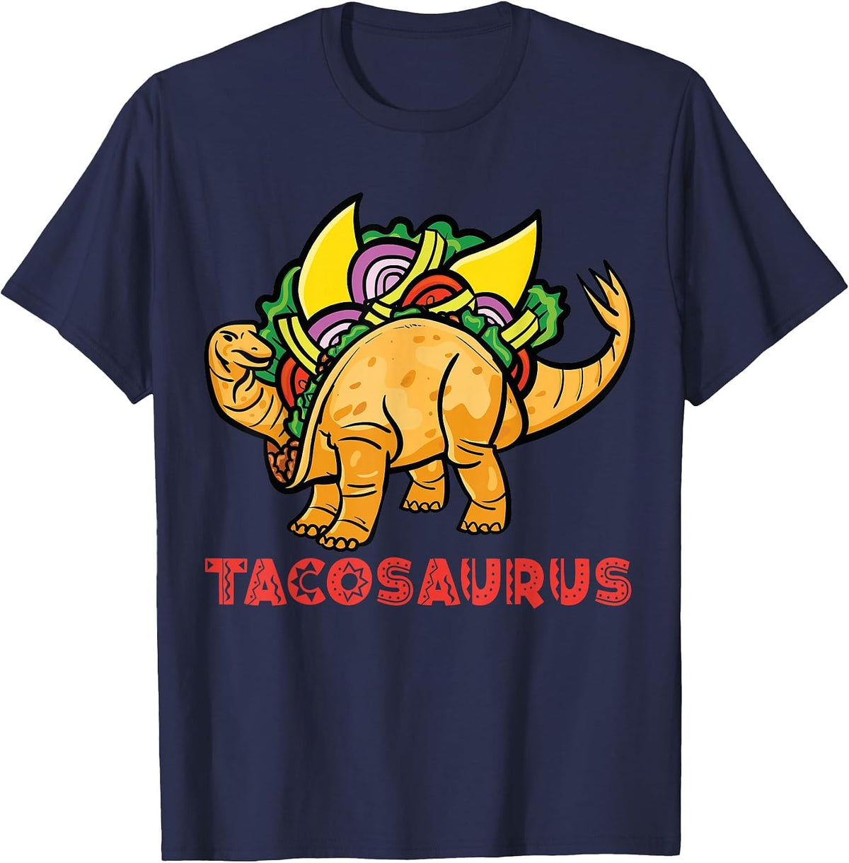 Tacosaurus Dinosaur Sauropod Apatosaurus Taco T-Shirt - Navy Blue