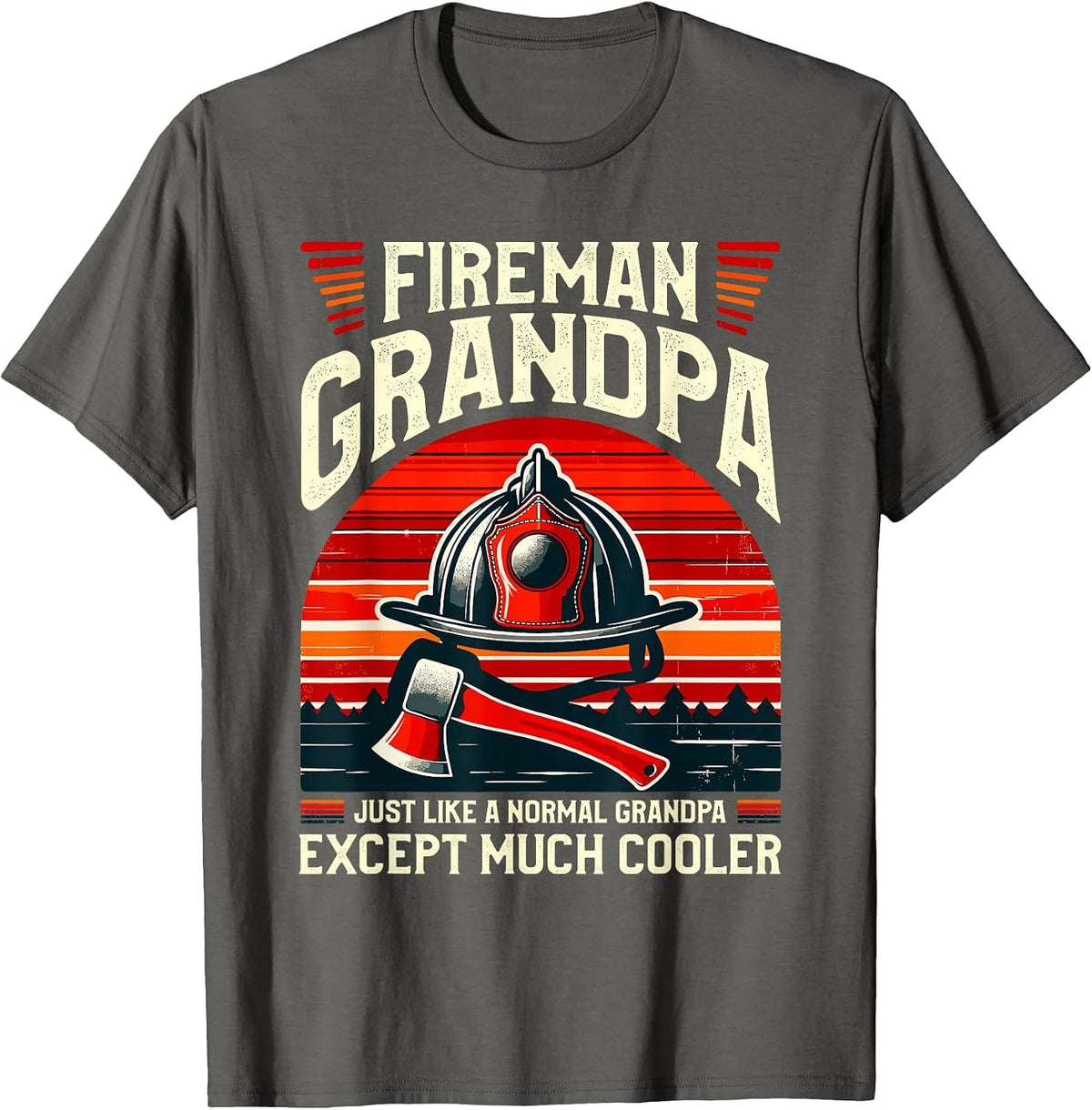 Fireman Grandpa Fireman Grandfather T-Shirt - Asphalt Grey