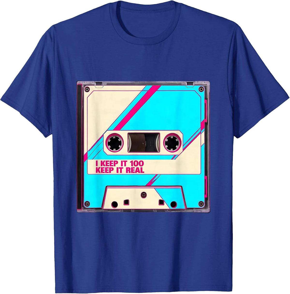 Men's I Keep It 100 Keep It Real Retro Hip Hop Nostalgia T-Shirt - Royal Blue