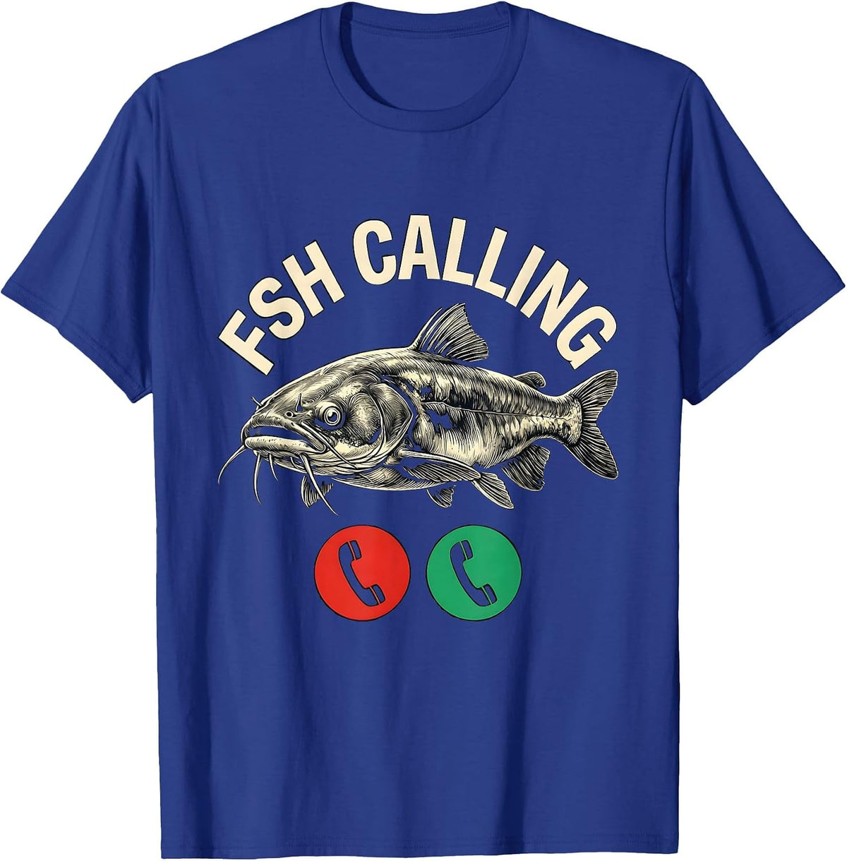 Men's Fsh Calling Funny Fishing Meme Phone Call Parody T-Shirt - Royal Blue