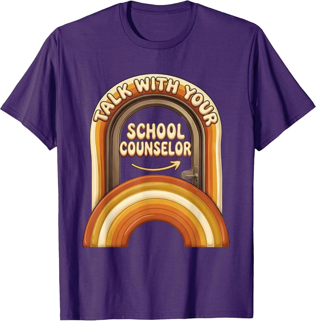 Talk With Your School Counselor Retro Groovy School T-Shirt - Purple