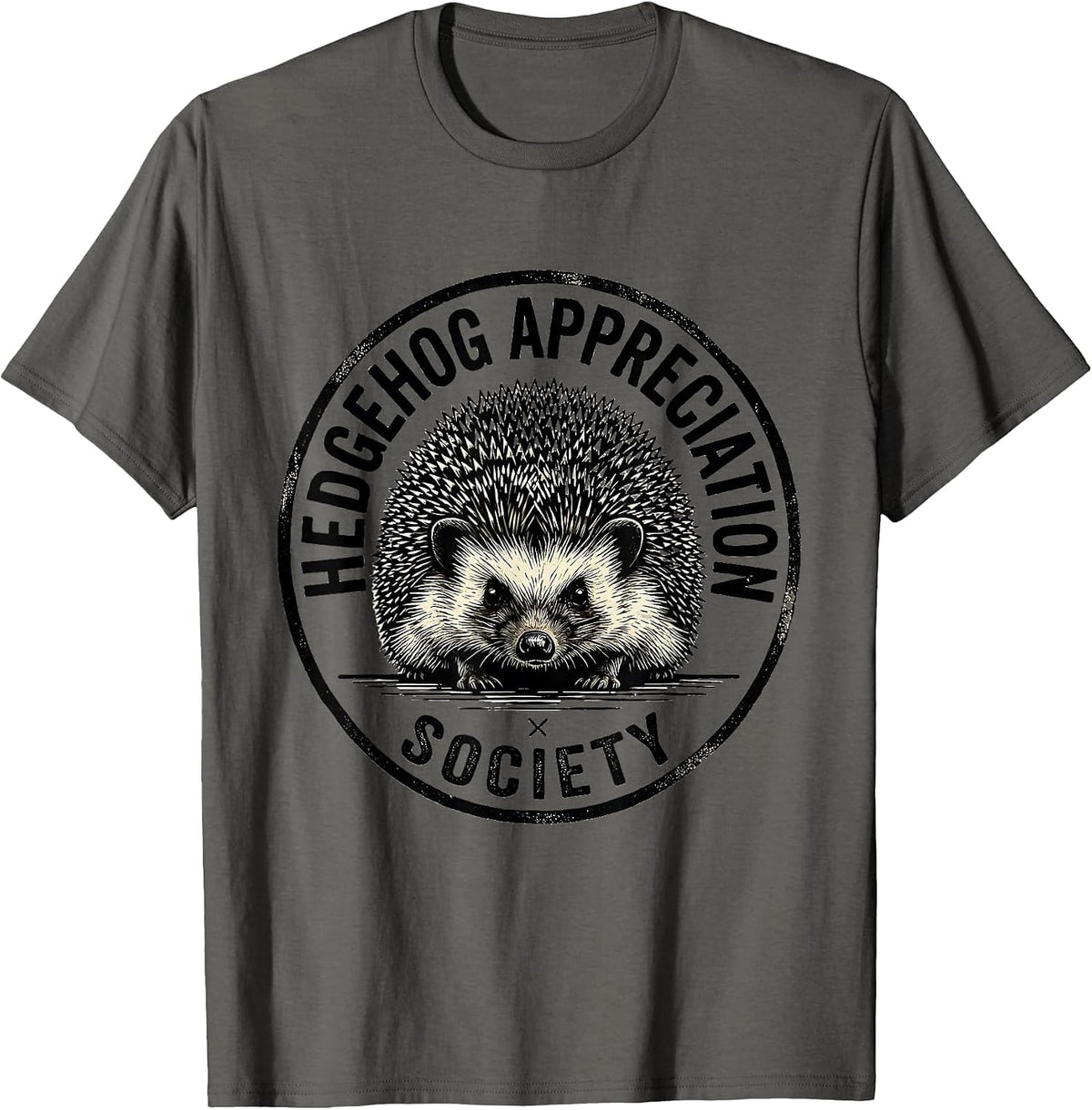 Men's Hedgehog Appreciation Society Funny Hedgehog Lover Quirky T-Shirt - Asphalt Grey