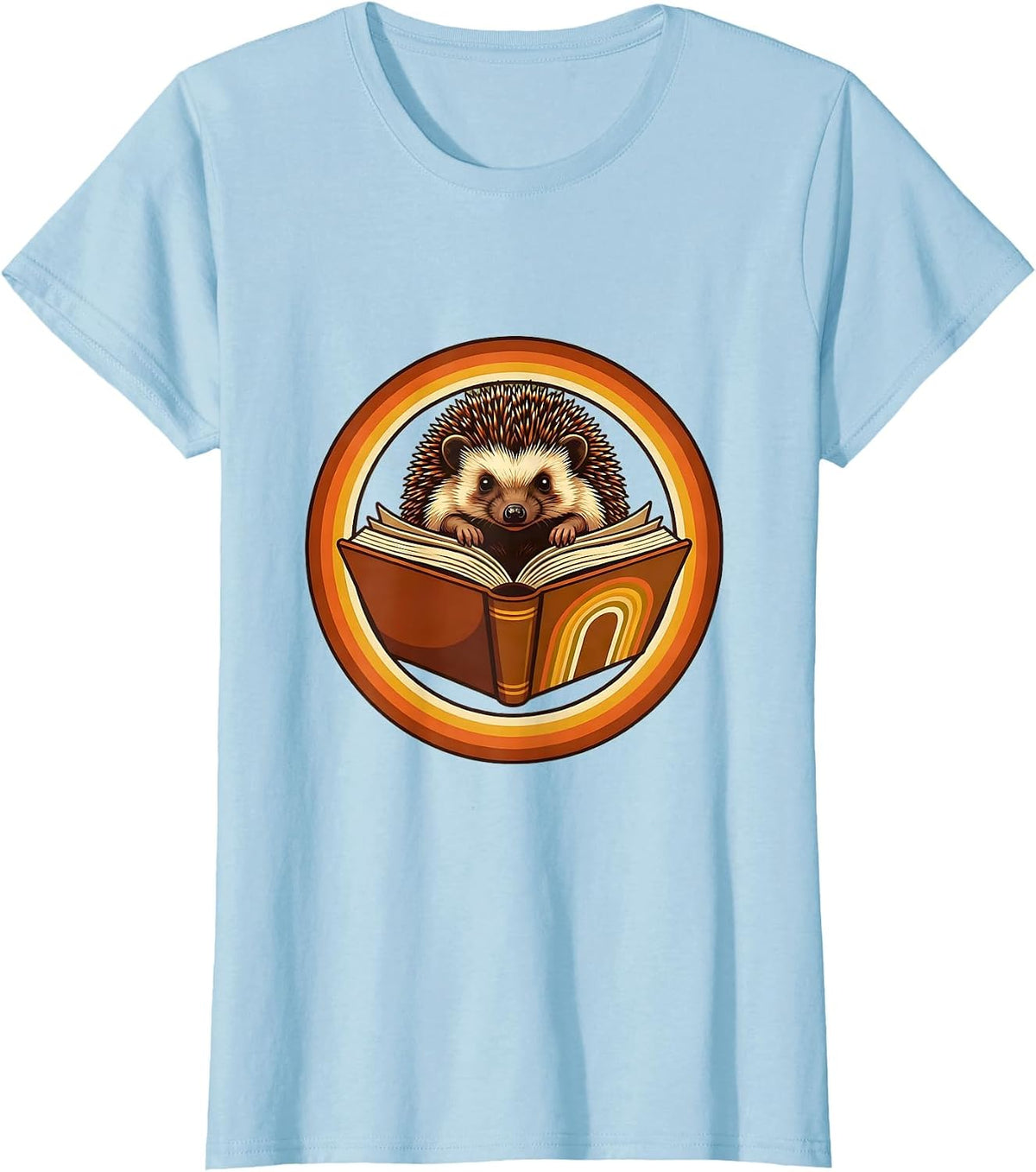Cute Hedgehog Reading Book Teacher Gift T-Shirt - Baby Blue