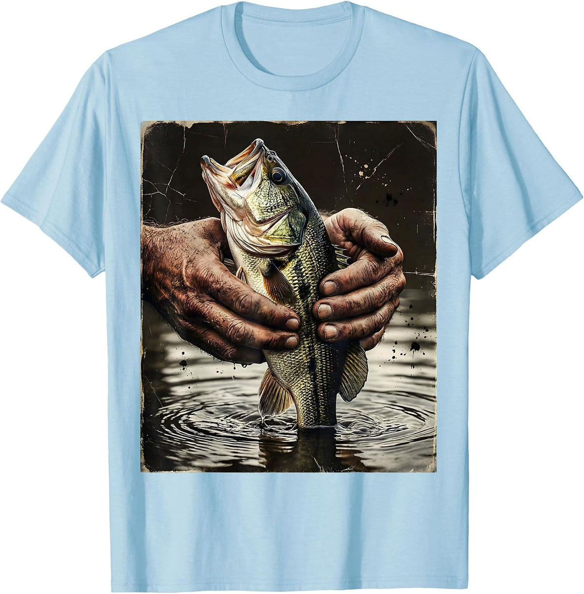 Men's Catch and Release Bass Fishing Graphic Tee T-Shirt - Baby Blue