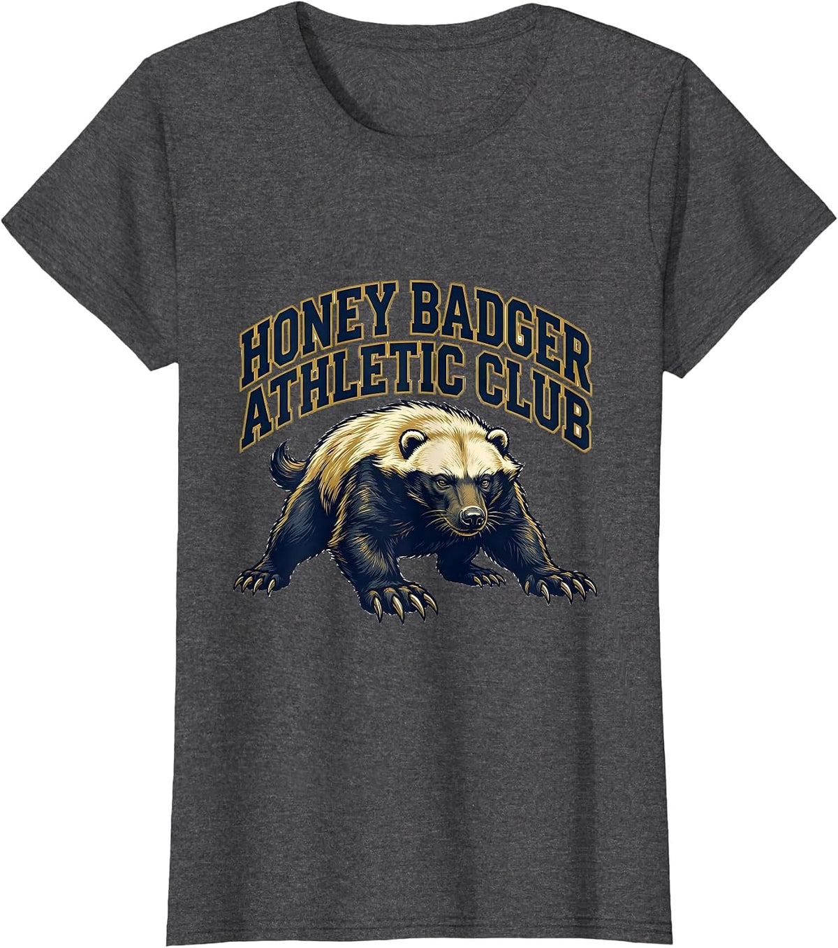 Women's Honey Badger Athletic Club Funny Wildlife Animal Lover Gift T-Shirt - Dark Heather Grey