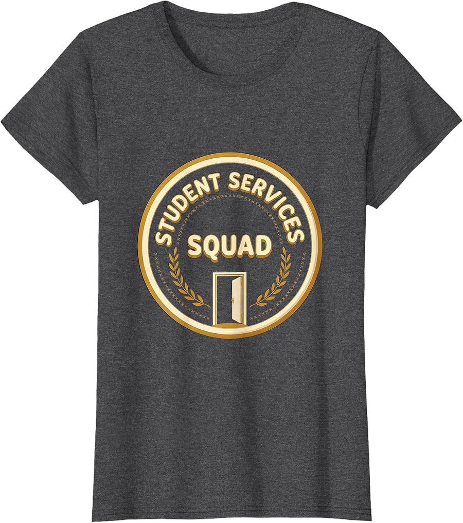 Women's Student Services Squad Groovy Retro School Counselor T-Shirt - Dark Heather Grey