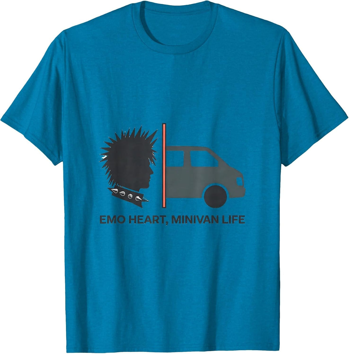 Emo Heart Minivan Life Funny Elder Emo Goth Nostalgia T-Shirt - Sapphire Blue