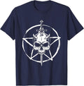 Pentagram Skull Goat Devil Demon Satan Satanism Devilish T-Shirt - Navy Blue