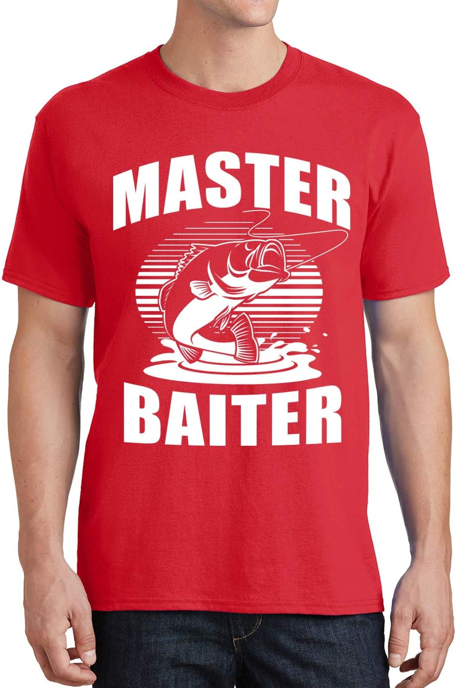 Master Baiter Funny Fishing Mens T-Shirt - Red