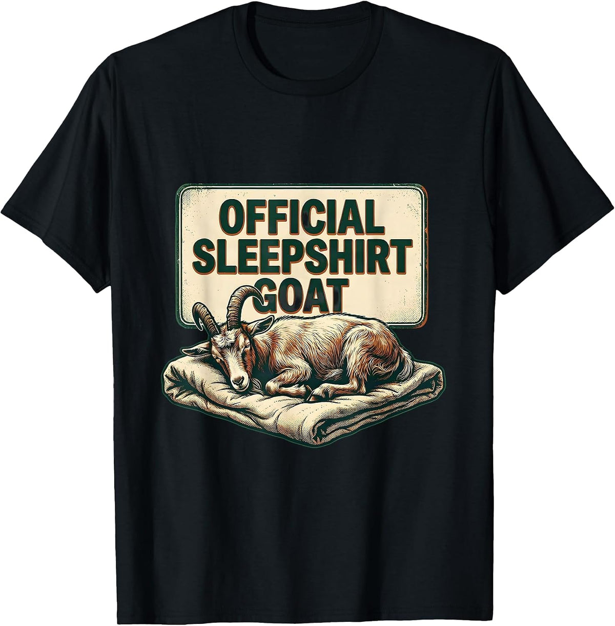 Men's Official Sleepshirt Goat Vintage Animal Lovers Novelty T-Shirt - Black