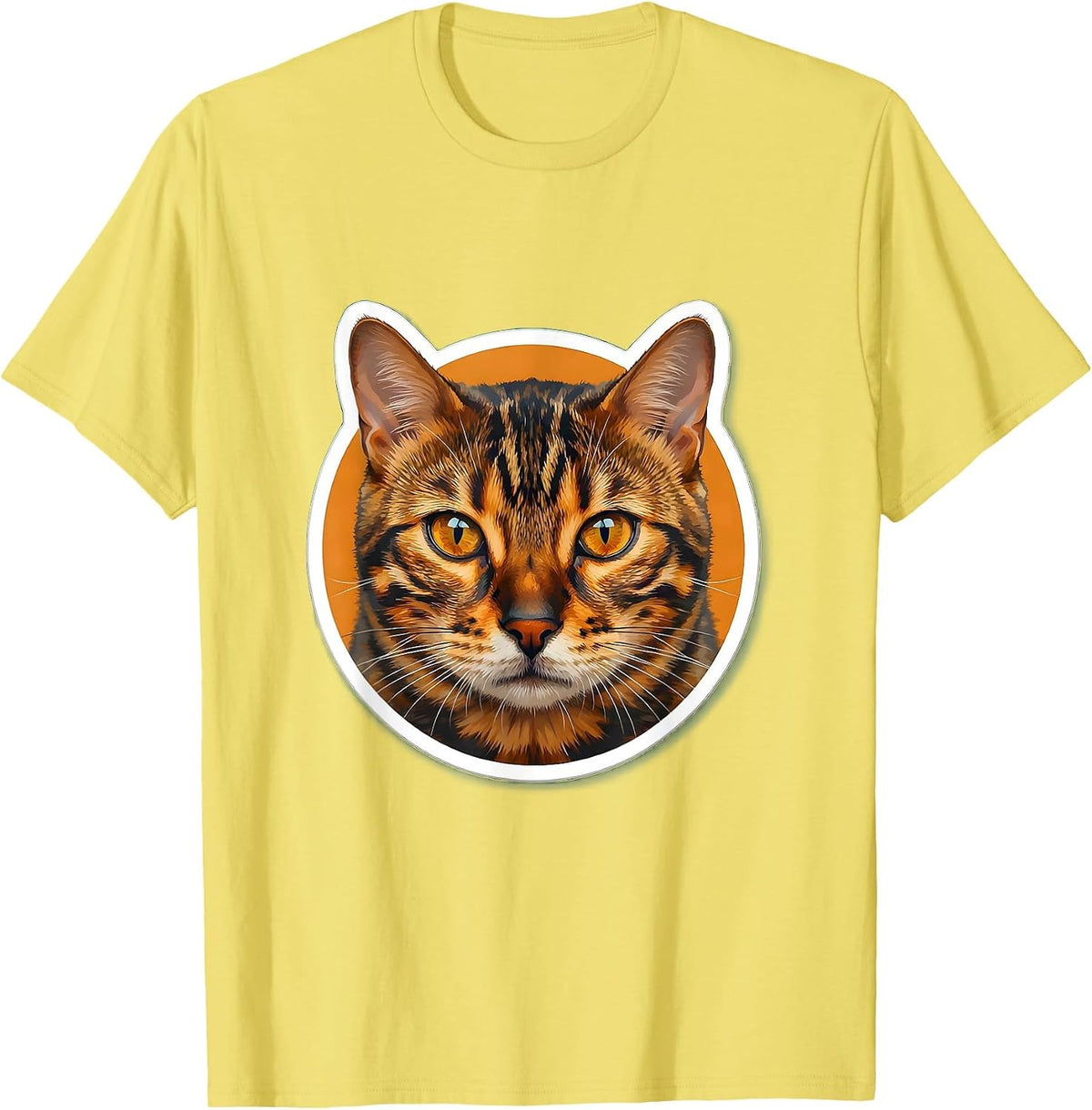 Men's Bengal Cat Close-Up Portrait with Piercing Eyes T-Shirt - Lemon Yellow
