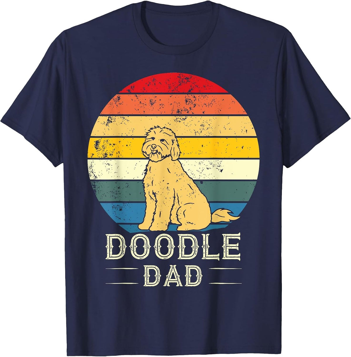 Vintage Doodle Dad Father - Aussie Doodle & Goldendoodle T-Shirt - Navy Blue