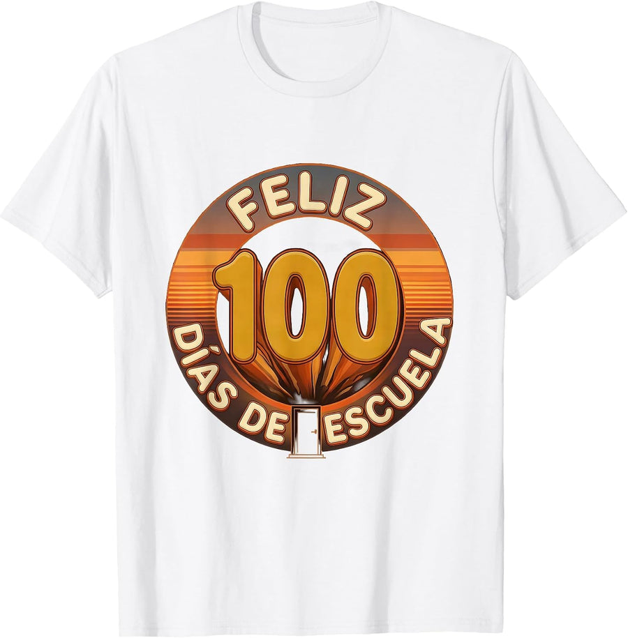 Men's Feliz 100 días de escuela Retro Spanish Teacher 100th Day T-Shirt - White