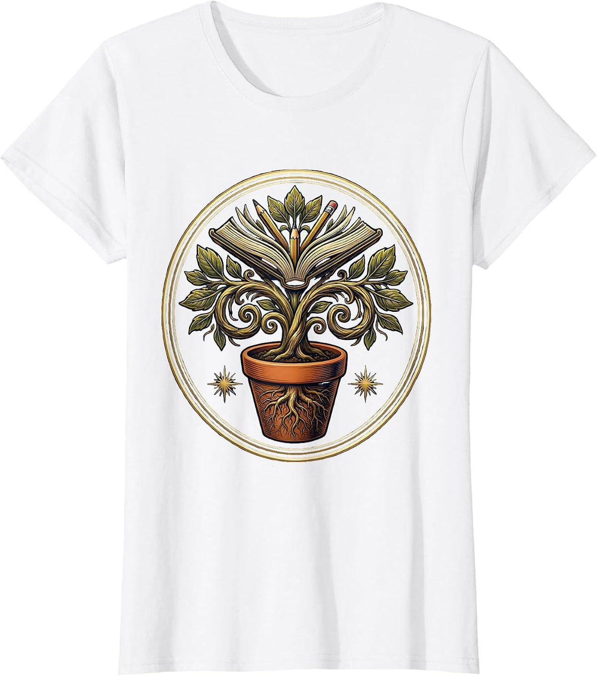 4th Grade Teacher Potted Plant Growing Letters T-Shirt - White