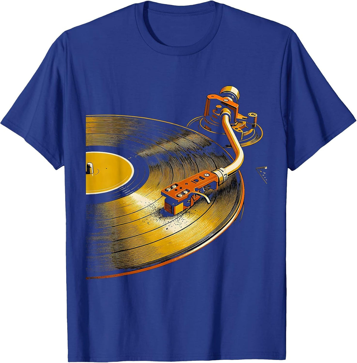 Men's Vinyl Groove Nostalgic Old School Hip Hop Streetwear T-Shirt - Royal Blue