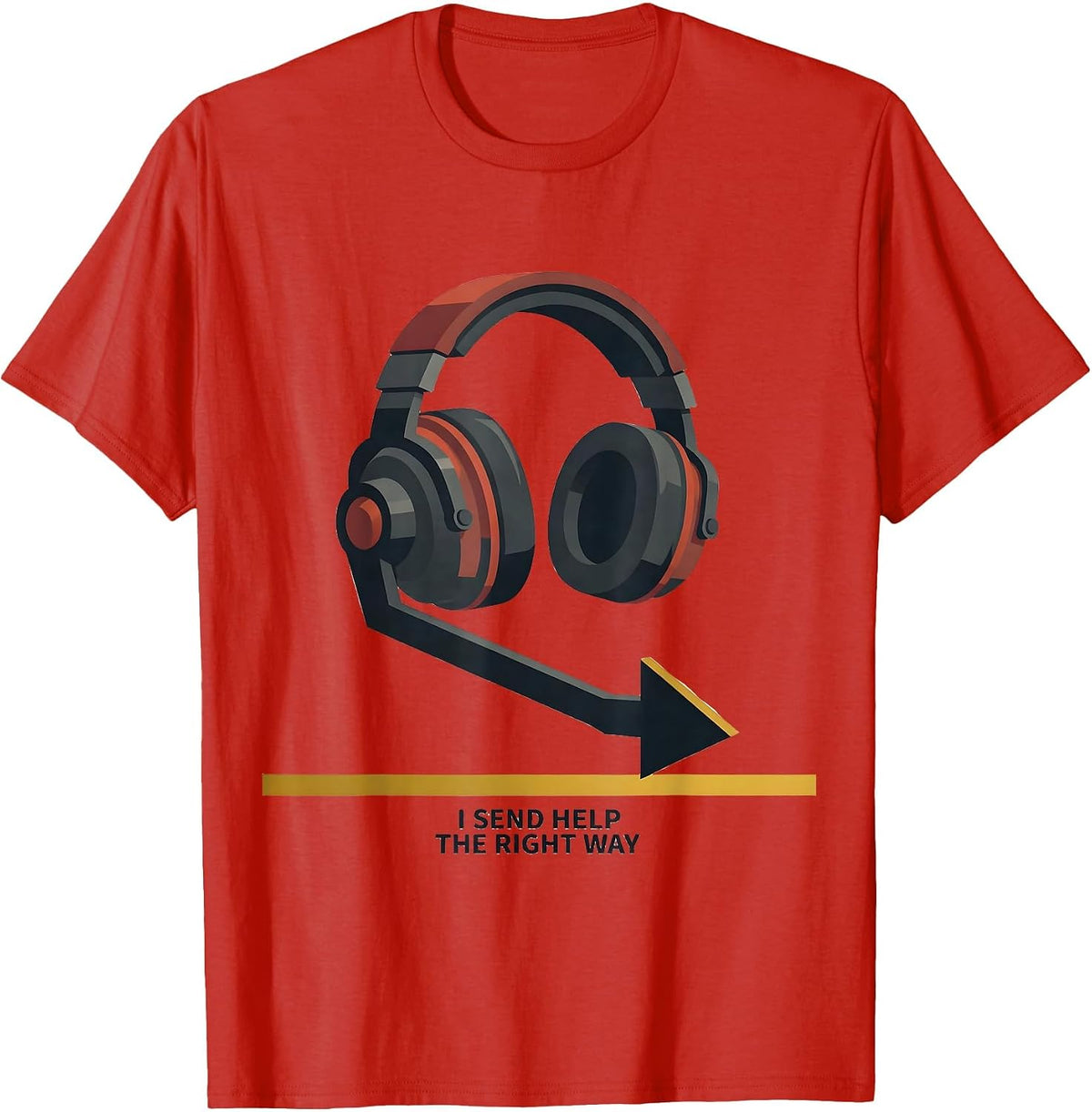 Men's I Send Help The Right Way Funny 911 Dispatcher Thin Gold T-Shirt - Red