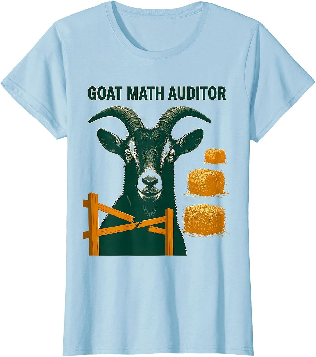 Women's Goat Math Auditor Funny Goat Owner Farmer Humor T-Shirt - Baby Blue
