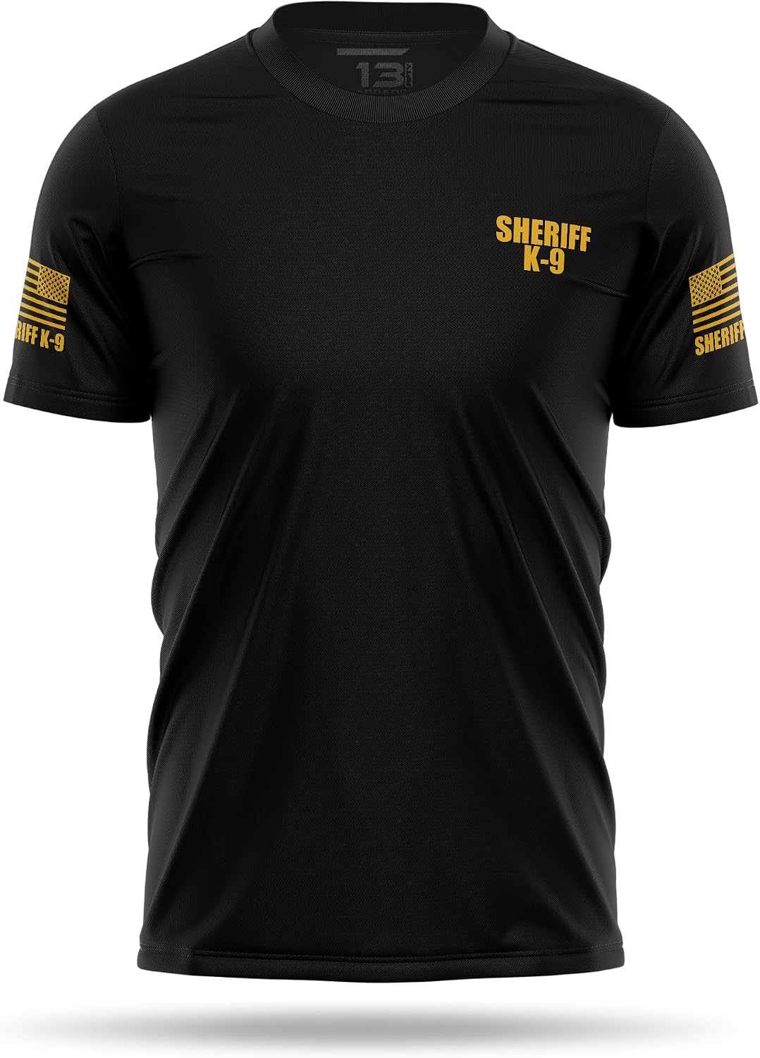 13Fifty Sheriff K9 Training Utility Tee, Moisture Wicking - Black & Gold