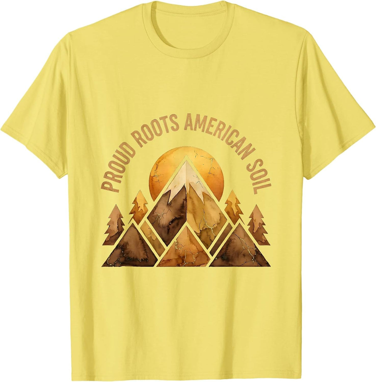 Men's Proud Roots American Soil Patriotic USA Design T-Shirt - Lemon Yellow