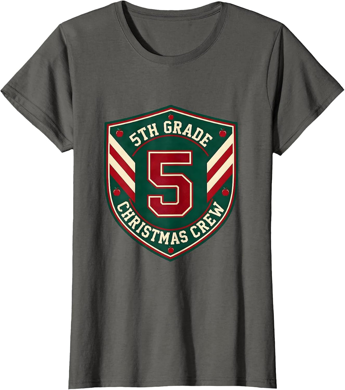 Women's 5th Grade Christmas Crew Sports Teacher Humor Holiday T-Shirt - Asphalt Grey