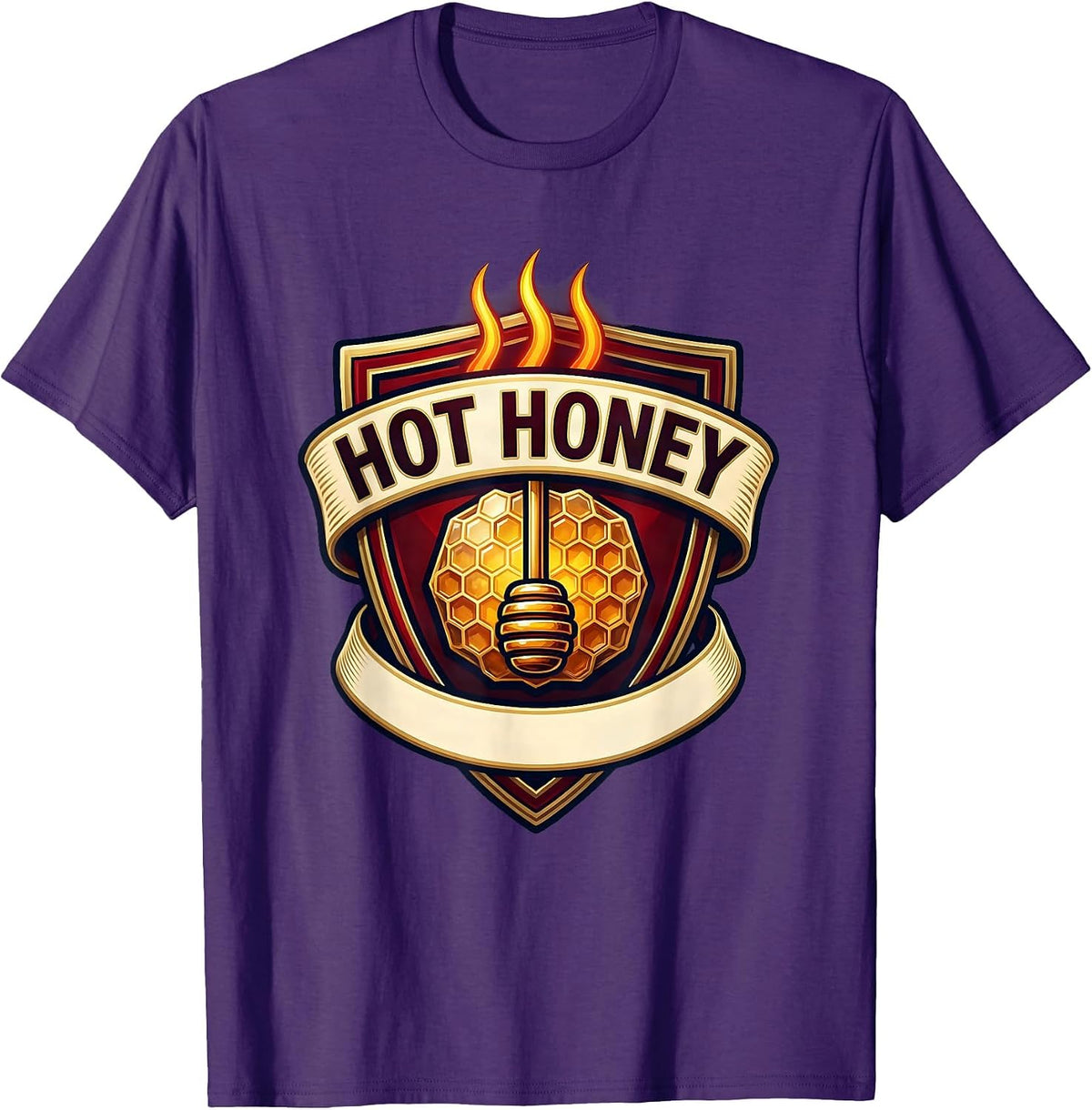HOT HONEY Emblem Halloween Condiment Group Costume Parody T-Shirt - Purple