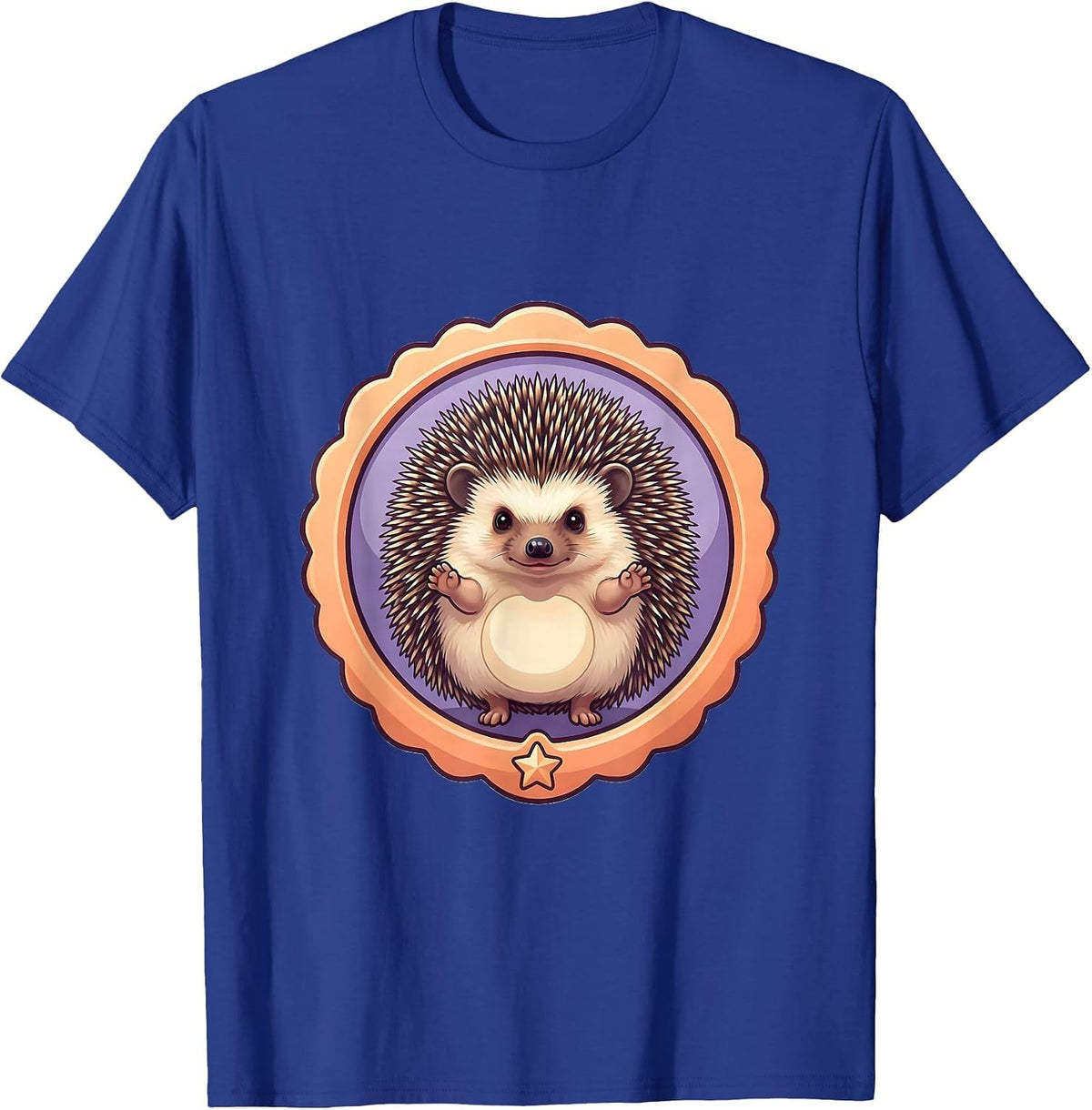 Cute Hedgehog Badge Ring Kawaii Animal Lover Gift T-Shirt - Royal Blue