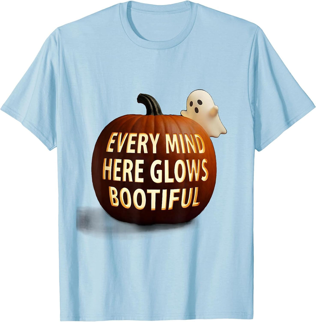Men's Every Mind Here Glows BOOtiful Funny Teacher Halloween T-Shirt - Baby Blue