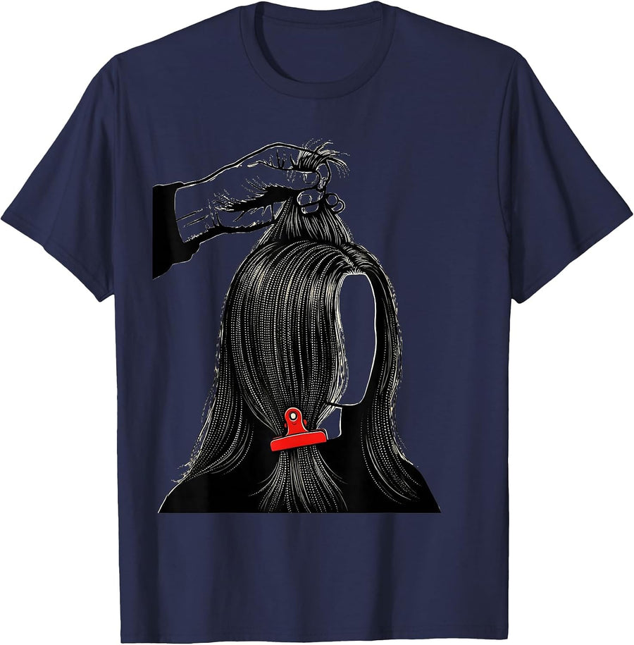 Salon Hand Hair Sectioning Clip Funny Hairdresser Gift T-Shirt - Navy Blue