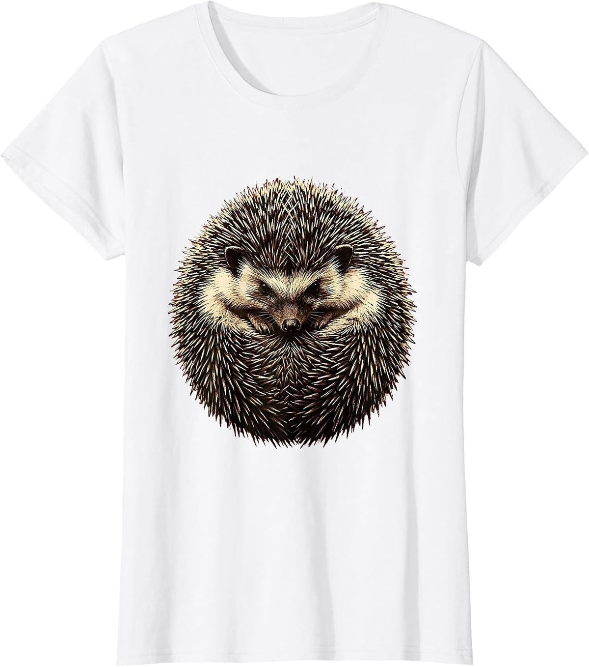 Hedgehog Defensive Ball Cute Animal Illustration T-Shirt - White