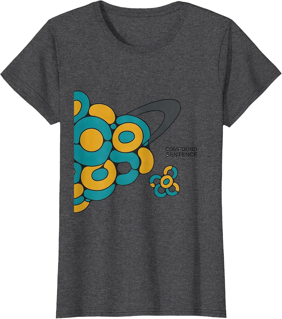 Women's Compound Sentence Midcentury Modern Chemistry Nerd Humor T-Shirt - Dark Heather Grey