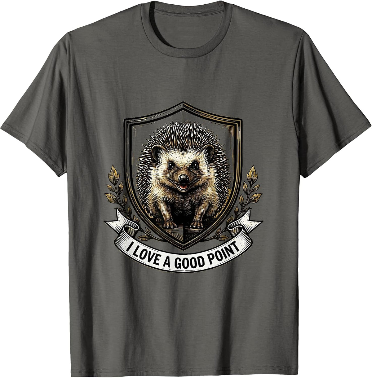 Men's I Love A Good Point Cute Hedgehog Emblem Hedgehog Lover Gift T-Shirt - Asphalt Grey
