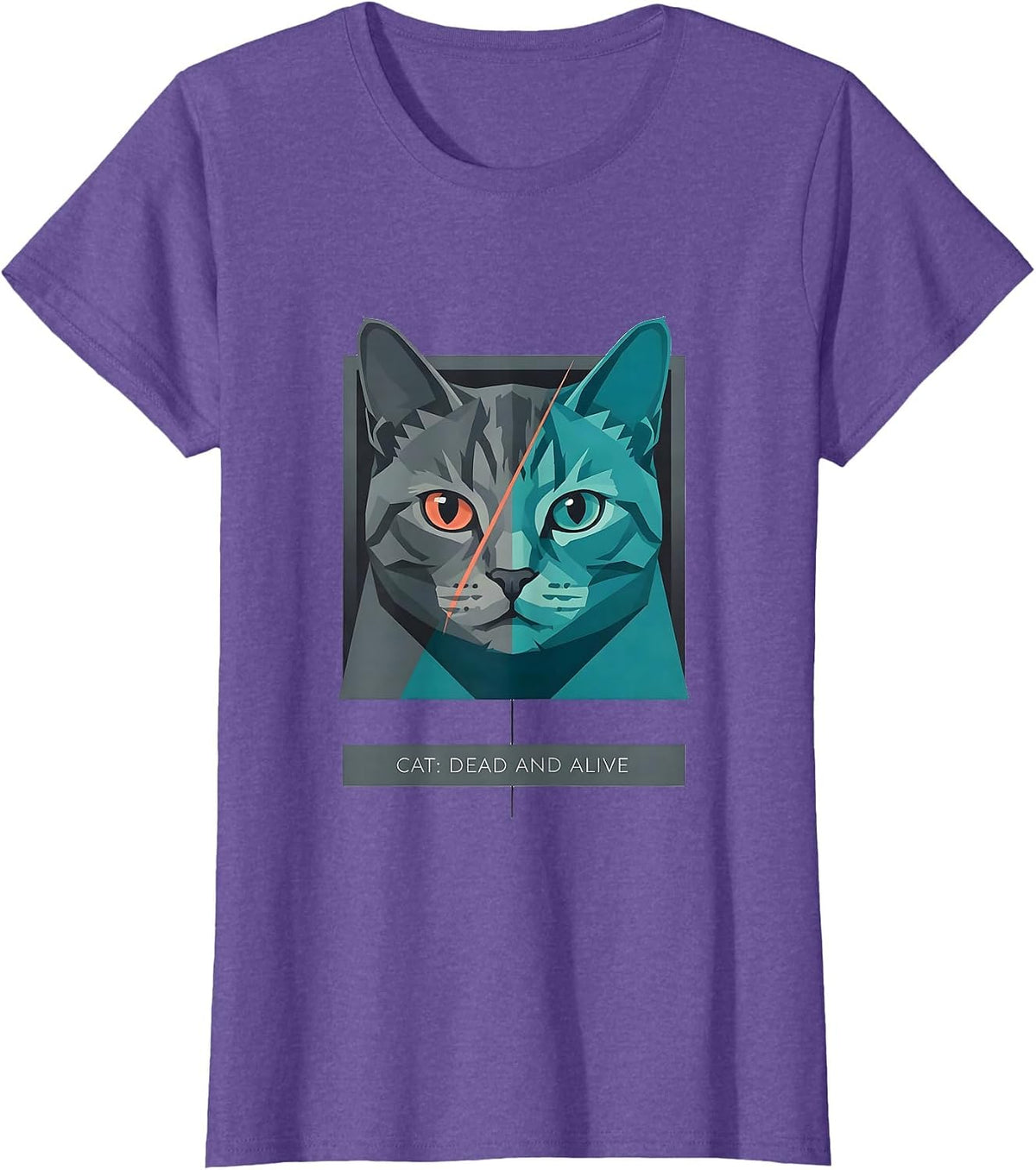 Women's Cat: Dead And Alive Funny Quantum Physics Science Student T-Shirt - Purple Heather