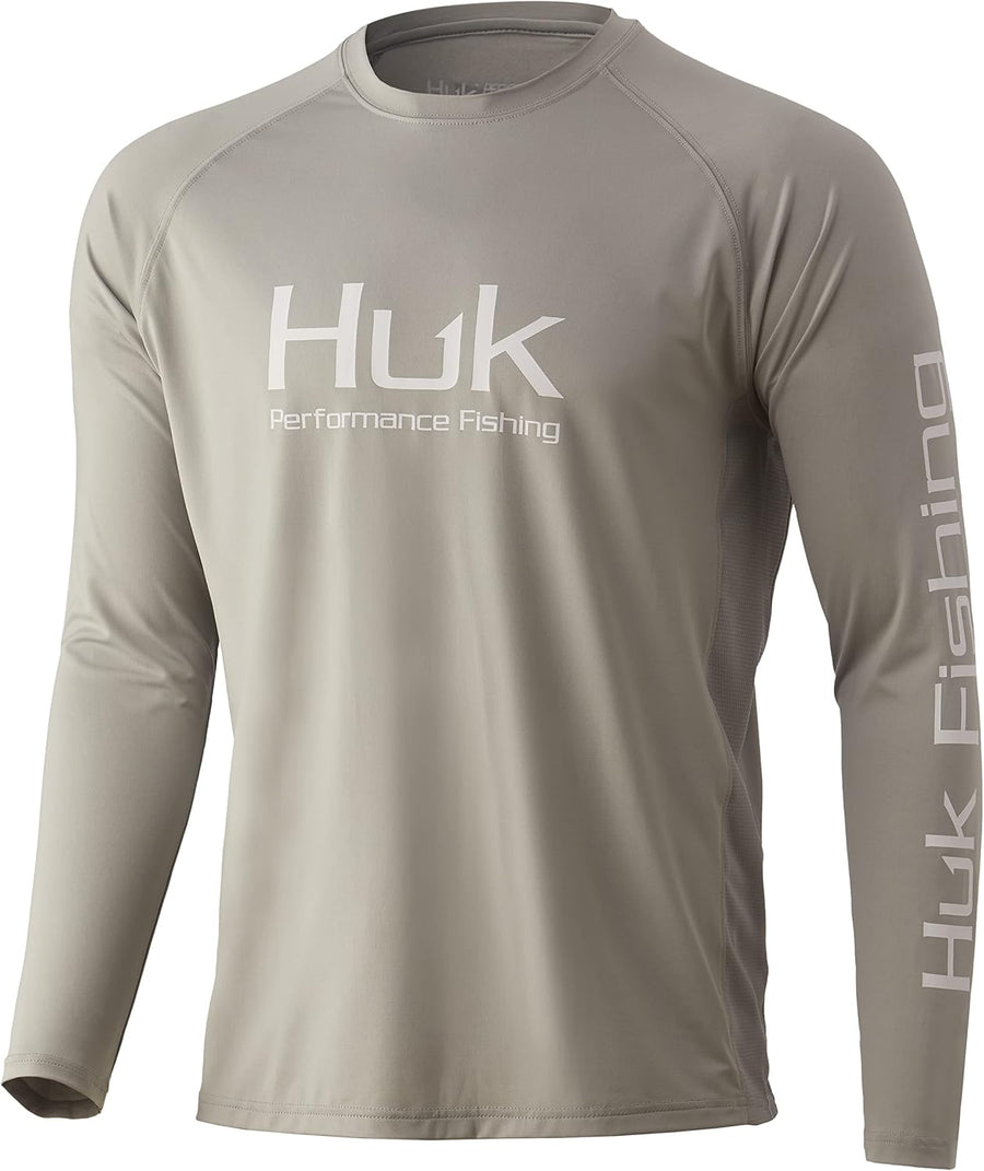 HUK Men's Pursuit Vented Long Sleeve 30 UPF Fishing Shirt - Overcast Grey