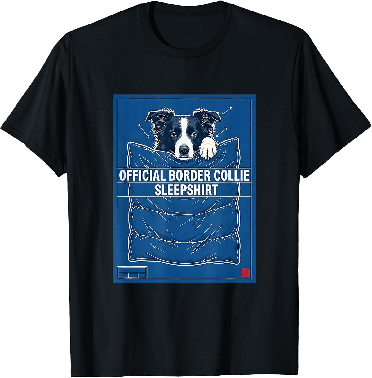 Men's Official Border Collie Sleepshirt Technical Blueprint Pet T-Shirt - Black