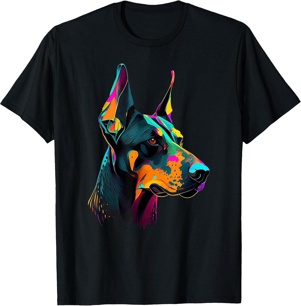 Doberman Lovers Pop Art Dobie Design Cute Doberman T-Shirt - Black