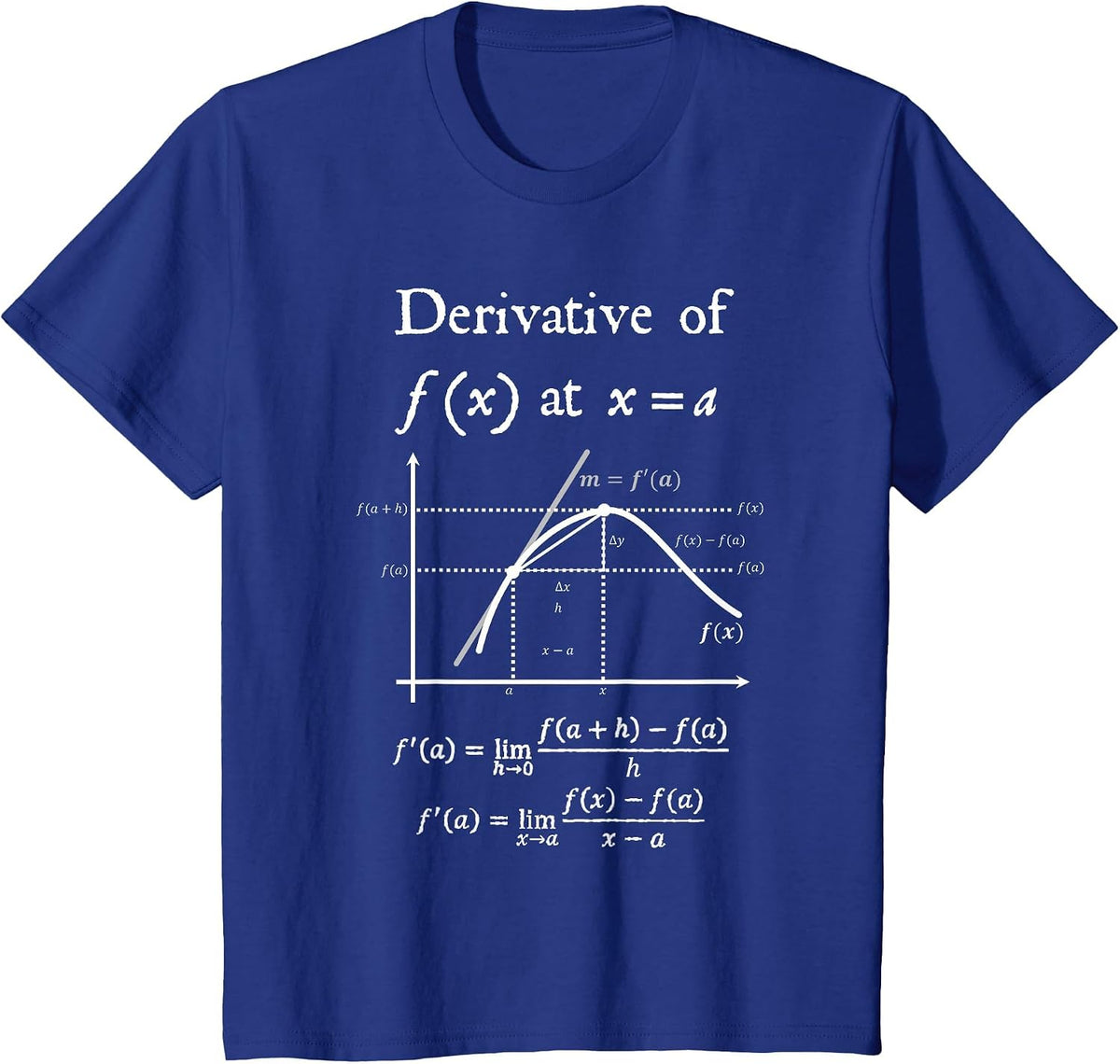Nerdy Definition of Derivative Limit Calculus Math Teacher T-Shirt - Royal Blue