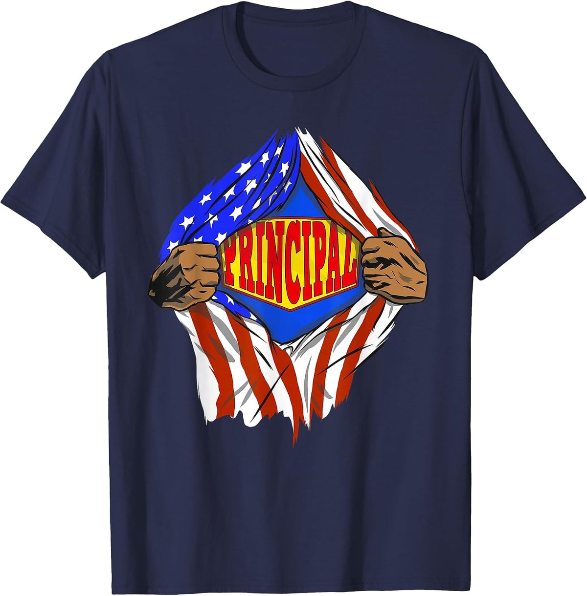 Funny Super Principal Hero Job T-Shirt - Navy Blue